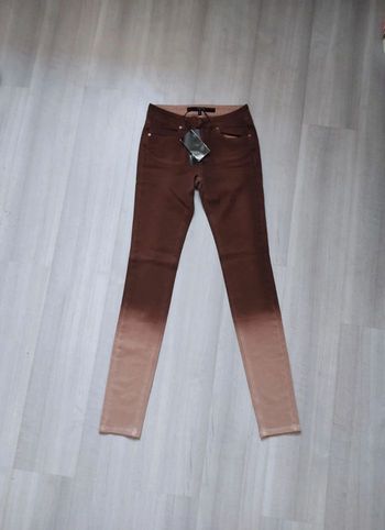 Pantalon slim bicolore marron beige Escada Sport 36 S Neuf