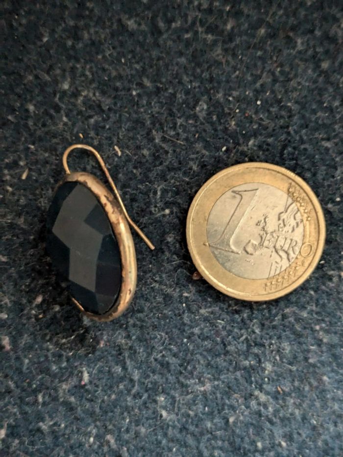 Boucles d'oreilles ovales bleues marines - photo numéro 2