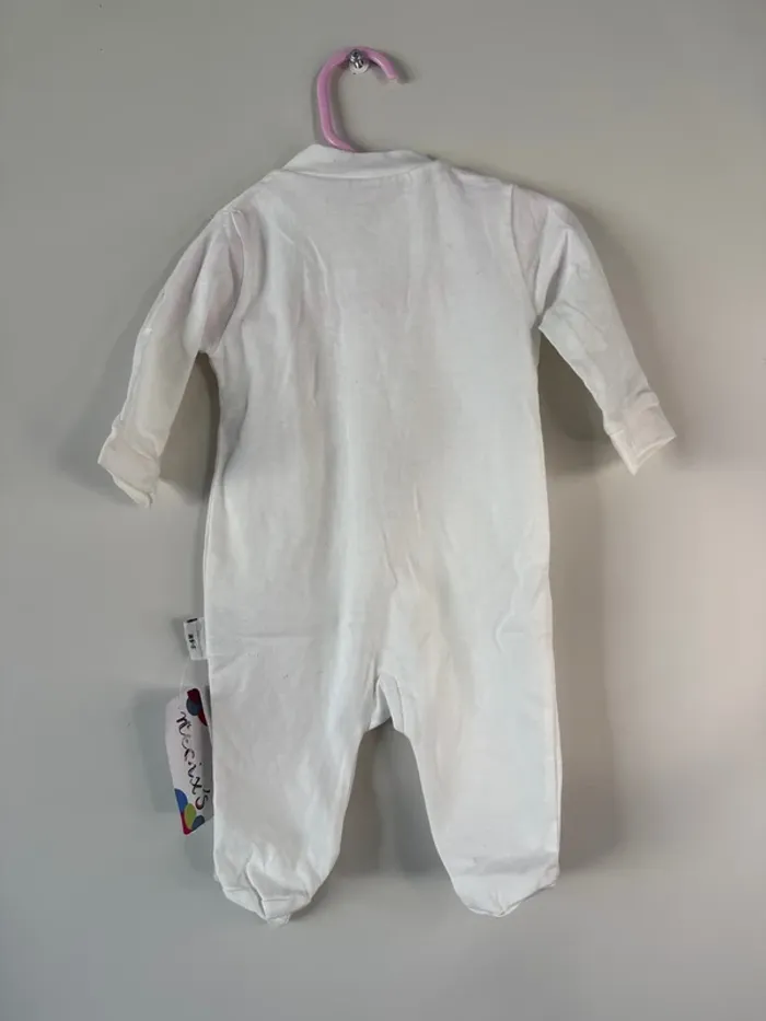 👶 pyjama bébé fille - 3 - 6 mois - necix’s- neuf avec étiquette- blanc avec fleurs rose -68cm - photo numéro 6