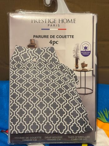 Parure housse de couette + drap housse + 2 taies – Prestige
