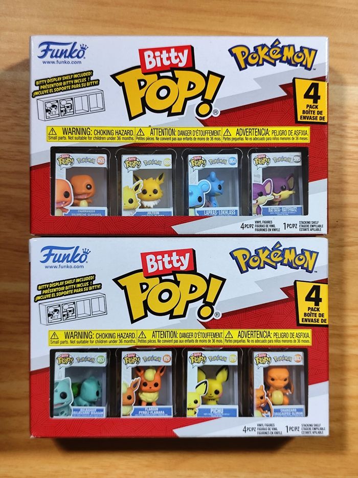Lot De 2 Boîtes De 4 Bitty Pop! Pokémon (8 Figurines dont Starters Kanto)