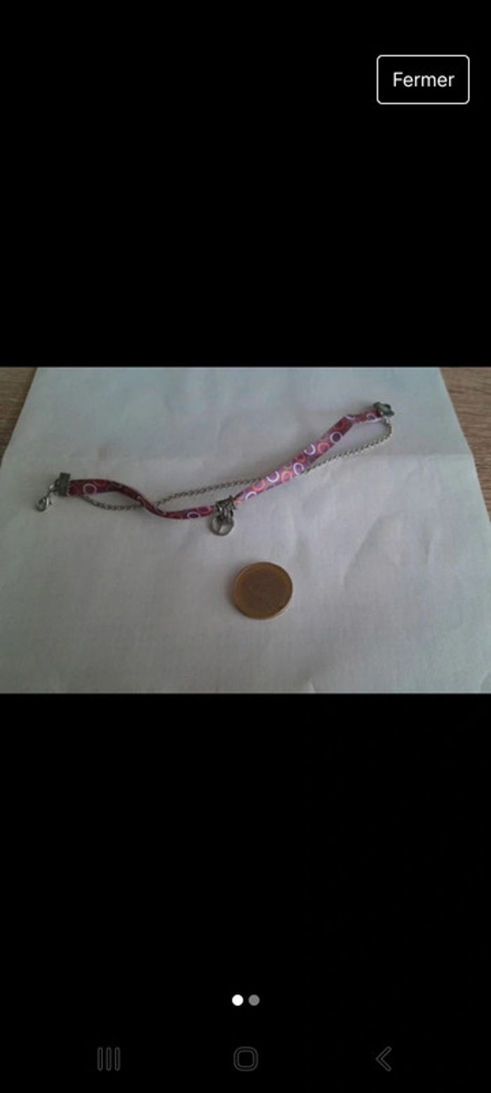 Magnifique bracelet tissu et chaîne