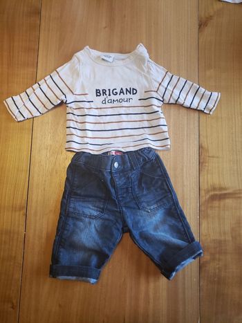 Ensemble polo tape à l'œil et jeans dpam 3 mois