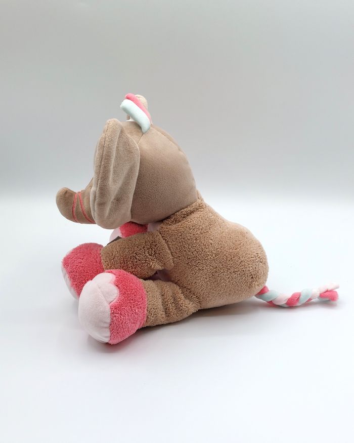 Doudou peluche éléphant beige rose NATTOU collection Charlotte et Rose 30 cm fleur cœur - photo numéro 2