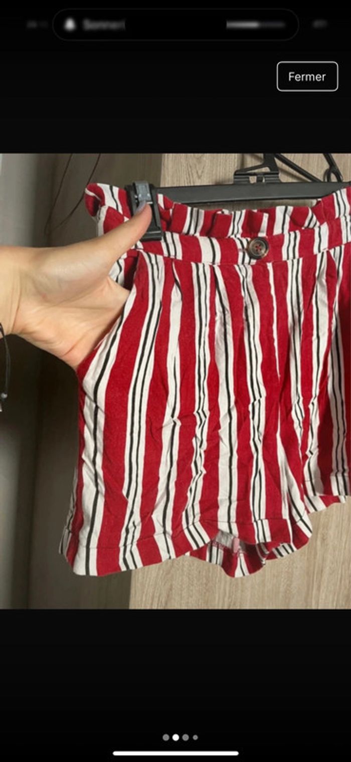 Short tissu rayé rouge et blanc - photo numéro 2