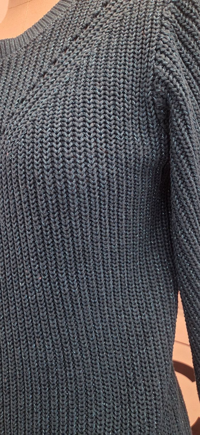 Robe pull Cache Cache bleu canard scintillant  – taille 36 – maille chaude – comme neuve - photo numéro 9