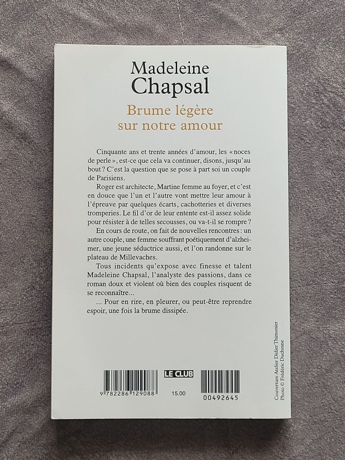 Brume légère sur notre amour - Roman Madeleine Chapsal - photo numéro 2