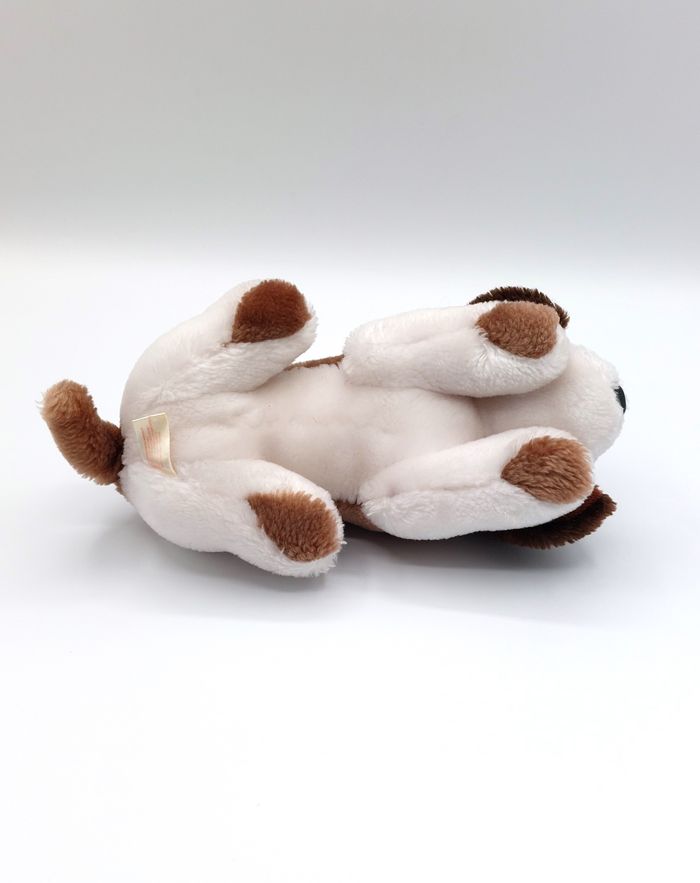 Petite peluche ancien doudou chien marron beige blanc PYRAGRIC Vintage 22 cm - photo numéro 6