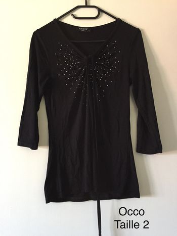 T-shirt noir manches 3/4 Occo Taille 2