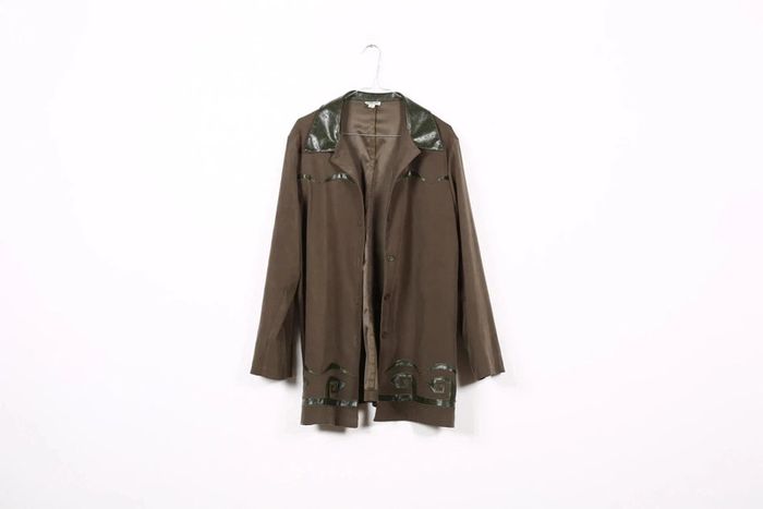 Sur chemise/petite veste vintage 90's Tilber en faux suède peau de pêche motif western (#240619) - photo numéro 6