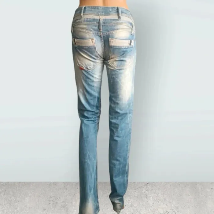 Jean vintage y2k SALSA look boyfriend effet destroy ,coupe straight fit ,taille basse ,100 % coton - photo numéro 2