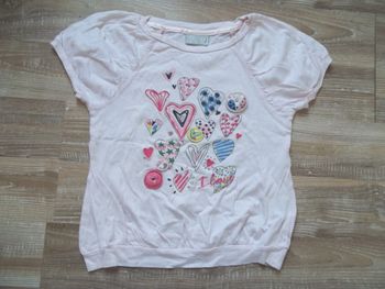 T-shirt rose à coeurs DPAM 8 ans
