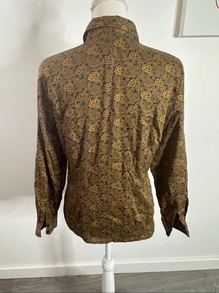 Chemisier à fleurs baroque jaune moutarde et noir Madeleine T40 L - photo numéro 5