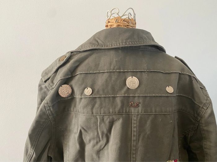 Veste style militaire kaki upcyclé taille 38 cache cache - photo numéro 7