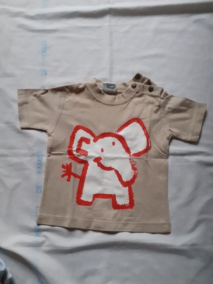 Tee shirt camel motif éléphant blanc