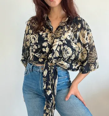 Chemise années 80 à nouer taille L
