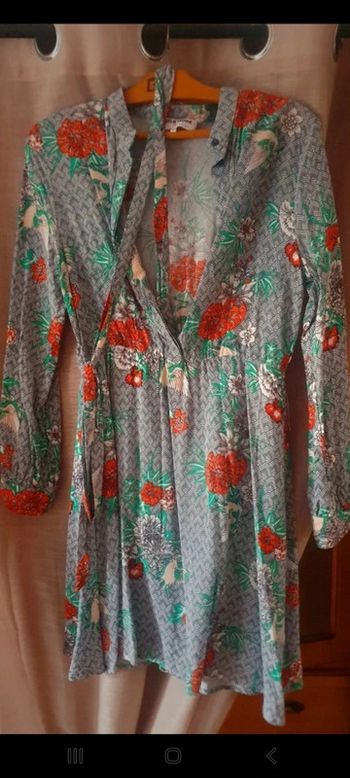 Robe fleurie manches retroussables