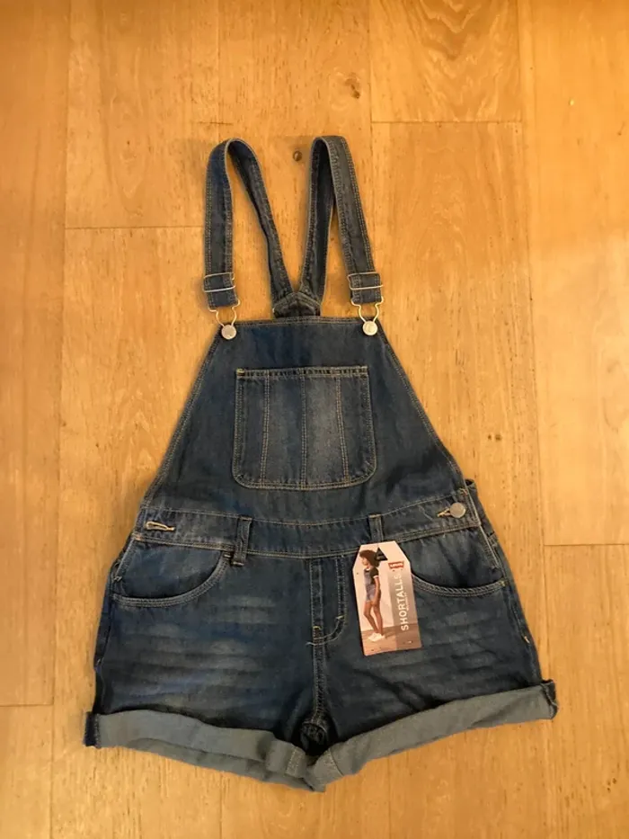 Levi’s shortalls relaxed it salopette jean bleu short 16 ans