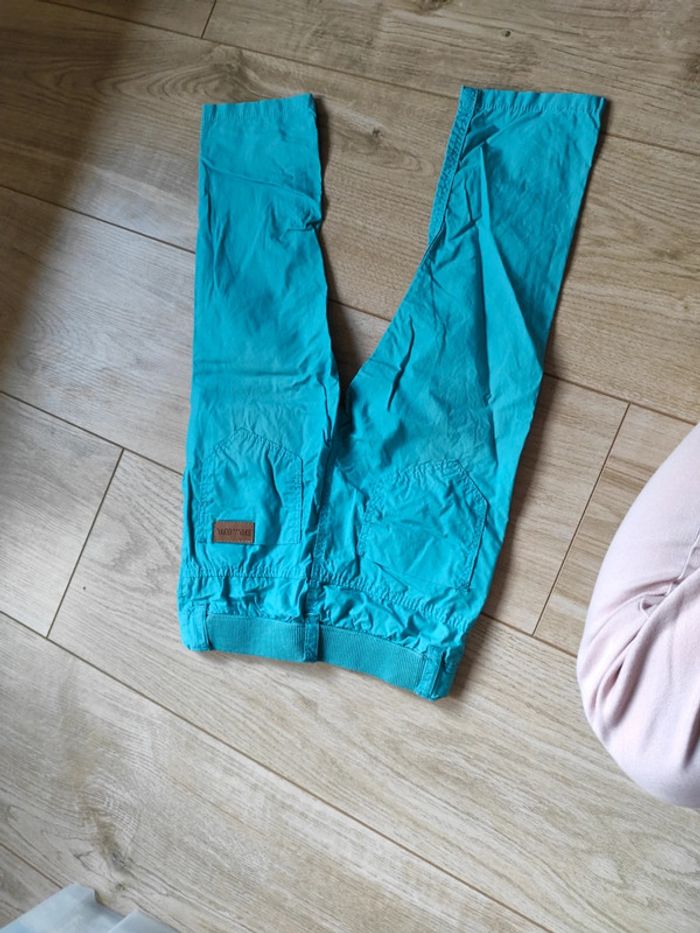 Pantalon toile bleu turquoise - photo numéro 5