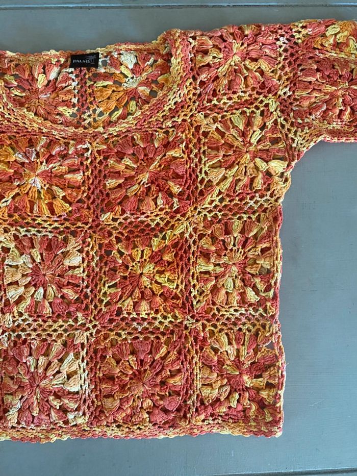Pull Palme en maille crochet taille S - photo numéro 11