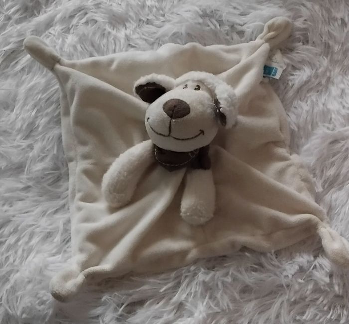 Doudou carré plat mouton blanc - bandana- Tex