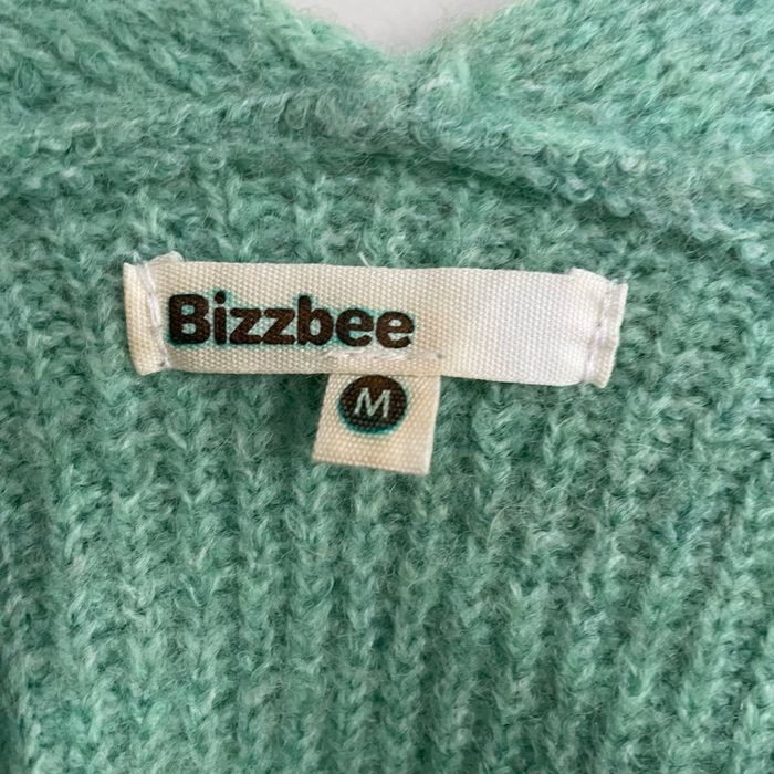 Pull vert menthe Bizzbee M en maille douce mélange laine alpaga, col V, manches longues V073 - photo numéro 3