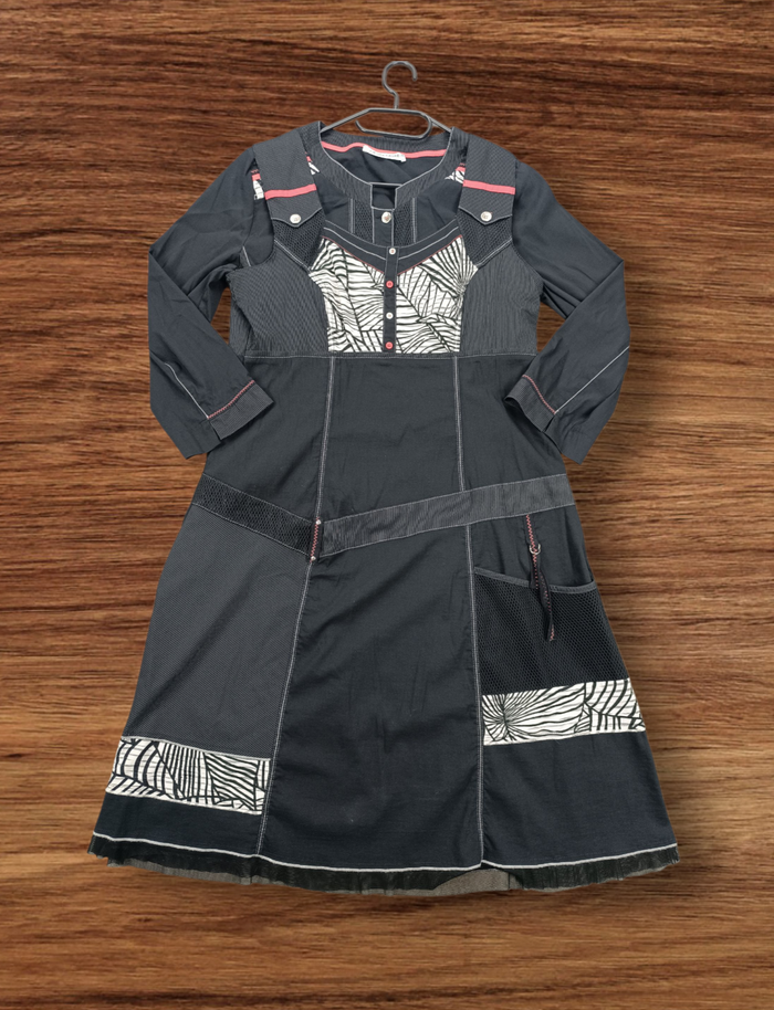 Ensemble Robe et Veste Christine Laure Noir à motif  - Taille S  - Très bon état