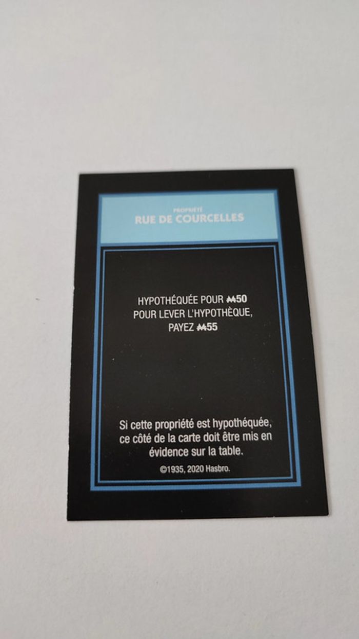 Carte Rue de Courcelles pièce détachée jeu de société Monopoly mauvais perdants Hasbro Gaming #B77 - photo numéro 2