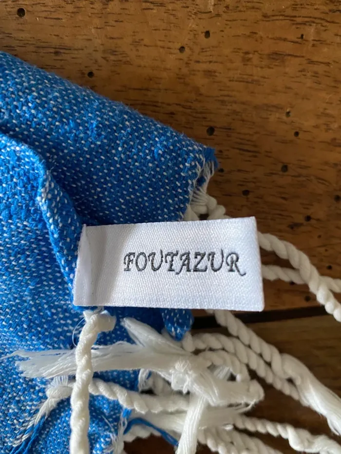 Fouta de plage Foutazur bleue - photo numéro 3