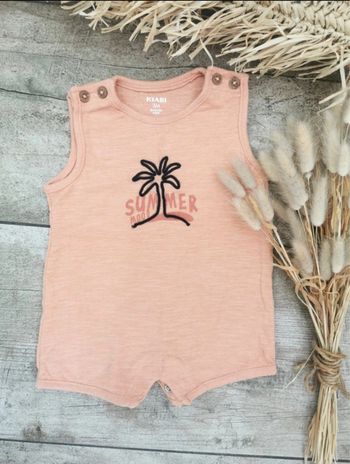 Barboteuse combi 3 mois corail palmier 3 mois Kiabi