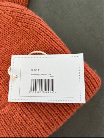 Bonnet oreille lapin terracotta neuf