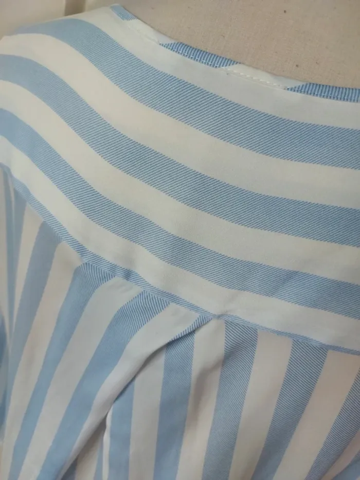 Blouse manches 3/4 col V rayée - photo numéro 7