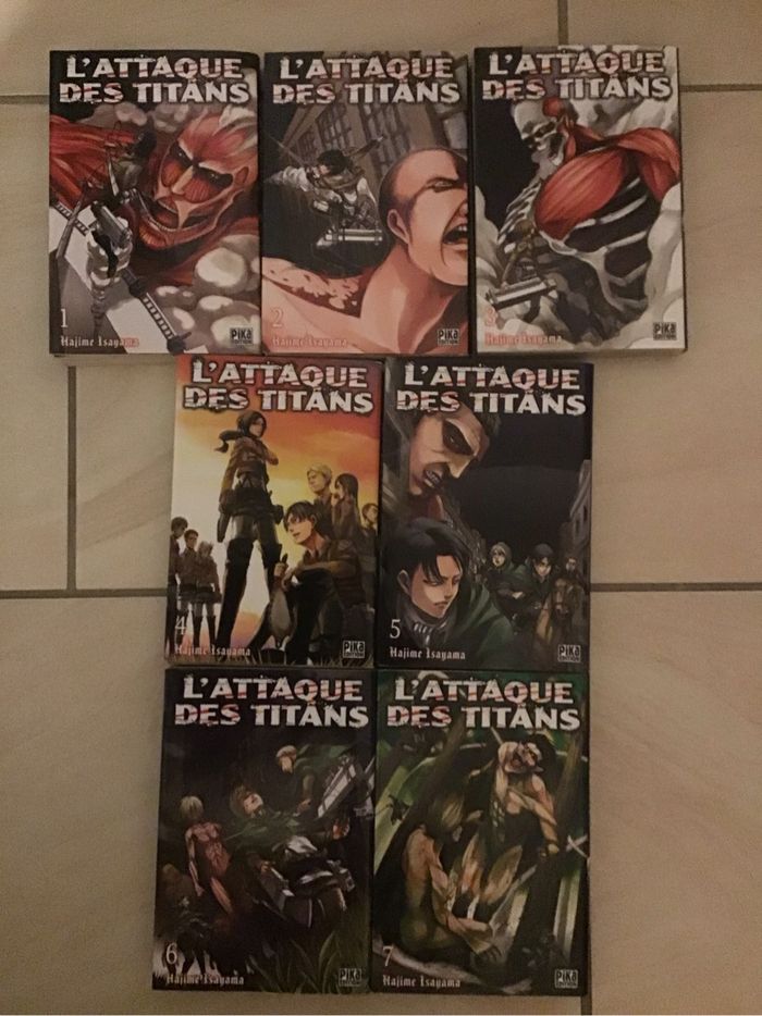 Lot 7 mangas l’attaque des titans Pika Édition SNK livres collection