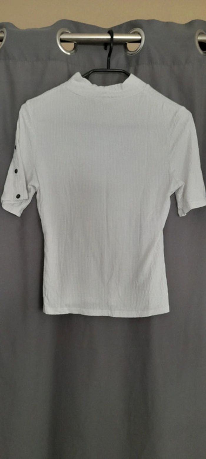 T-shirt top blanc à petit col - photo numéro 6