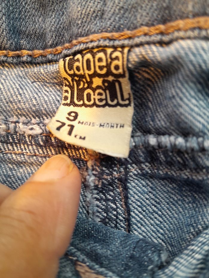 ​Adorable Jean Bouffant Bébé Fille 9 Mois / 71 cm - Tape à l'Œil (TAO) - Avec Ceinture Pois - photo numéro 4