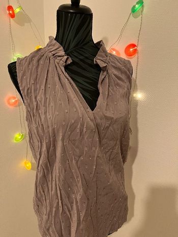 Blouse plumetis taupe H&M 38