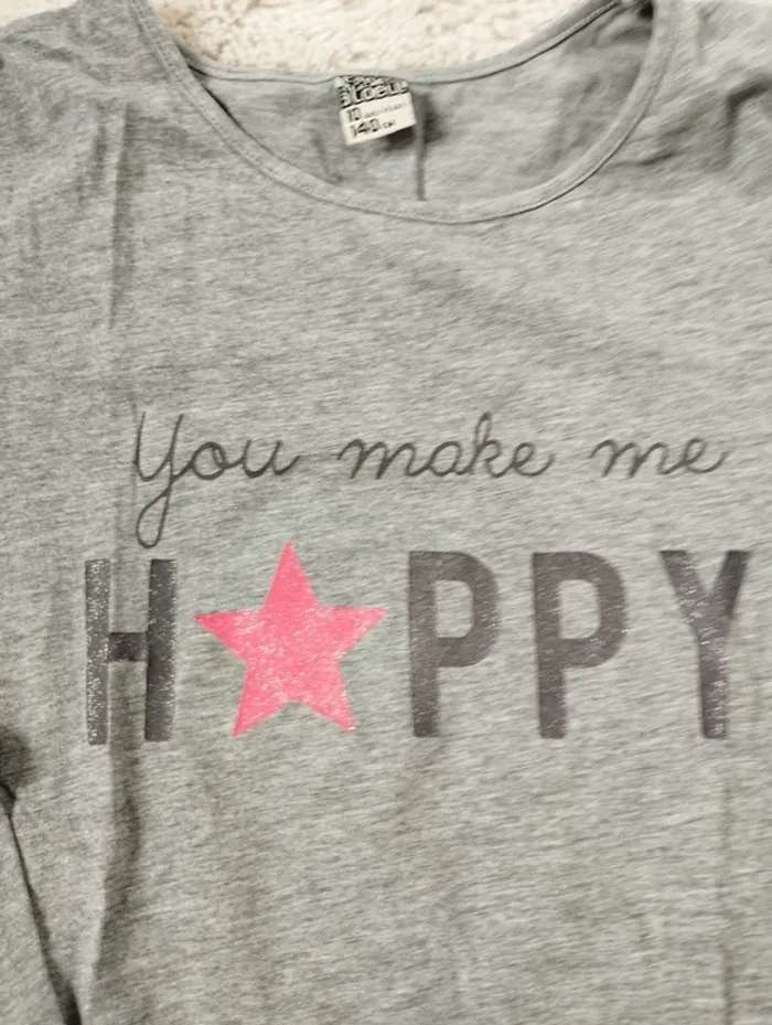Tee shirt gris HAPPY tape à l'oeil 10 ans - photo numéro 4