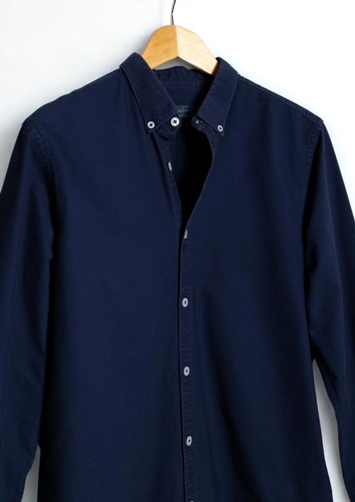 Chemise manches longues bleu marine • long sleeves navy shirt Zara Man Size M - photo numéro 2