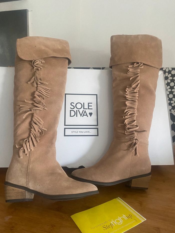 Bottes hautes à franges CUIR