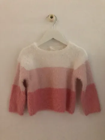Pull écru rosé tricolore