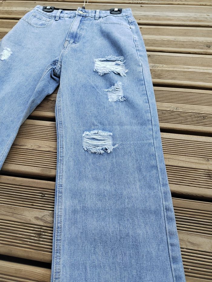 Jean Mom Destroy Shein – Délavage Clair – Taille M – Très Bon État - photo numéro 3