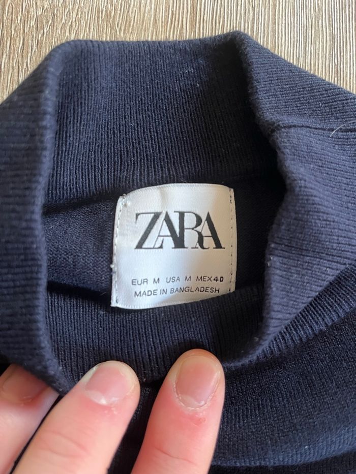 T-shirt col cheminée manches courtes en maille Zara - photo numéro 3