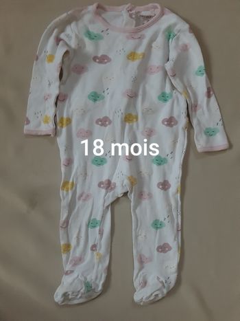 Pyjama léger 1 pièce fille - nuages - Orchestra - 18 mois