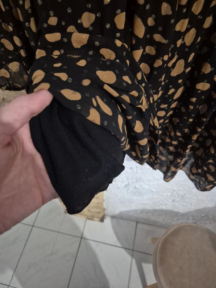 Très joli blouse longue ou robe plissée motif léopard Senes taille 46 - photo numéro 6