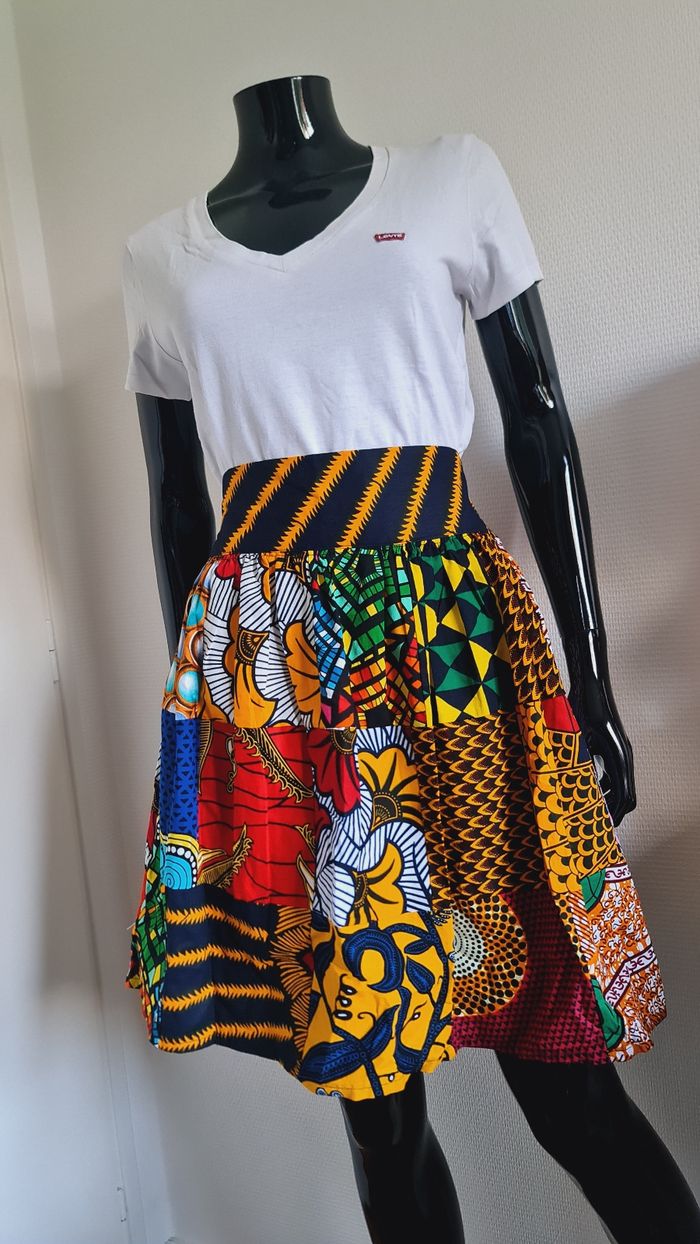 Jupe courte wax patchwork - photo numéro 3