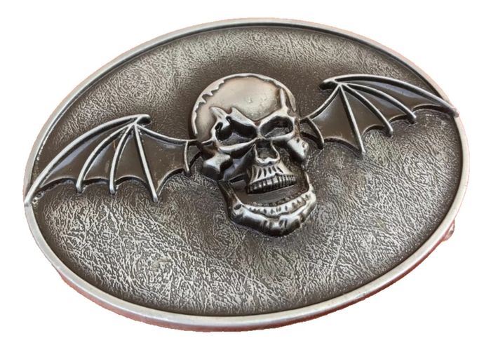 Boucle de ceinture Gothique  Tête de mort ailes de chauve-souris