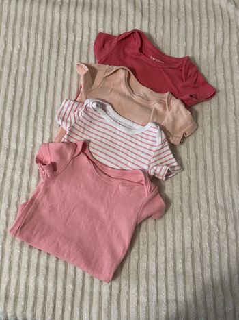 Lot de Bodies - manches longues- blanc, rose - In Extenso - 6 mois - excellent état