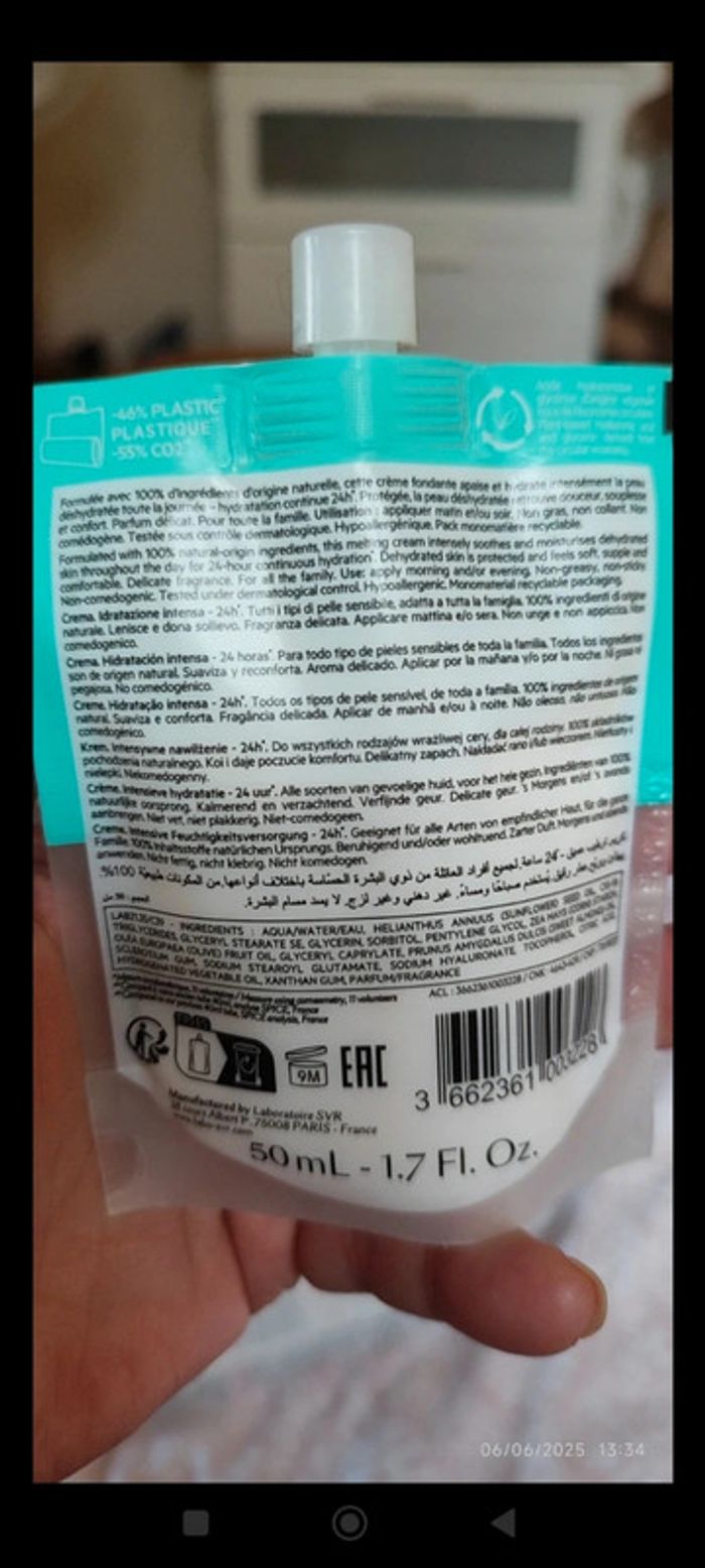 SVR Crème Hydraliane 
Hydratation Intense Acide Hyaluronique et Glycérine 50 ml
Neuf - photo numéro 5