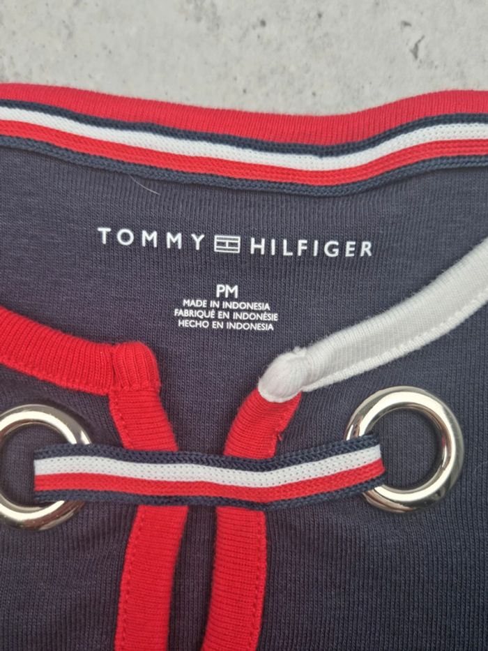 Haut manches 3/4 Tommy Hilfiger marine avec cordon – Taille M Femme - photo numéro 7