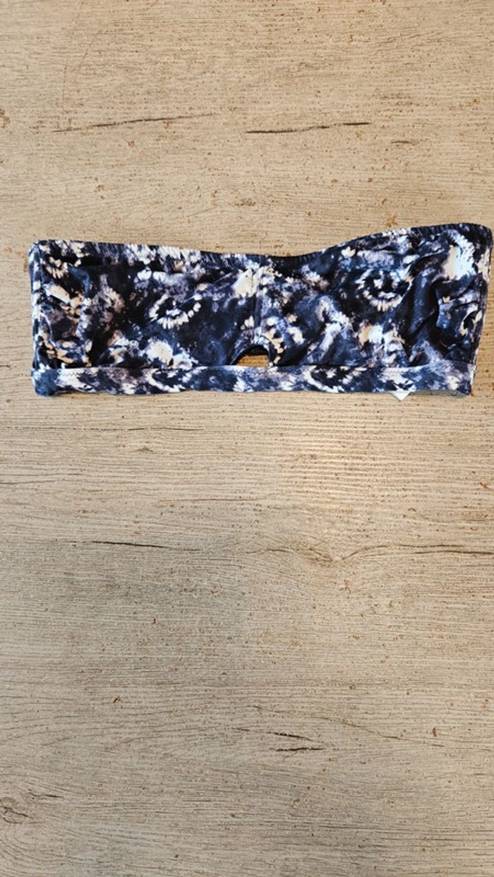 Haut de maillot bandeau, bleu et blanc, Kiabi, 40